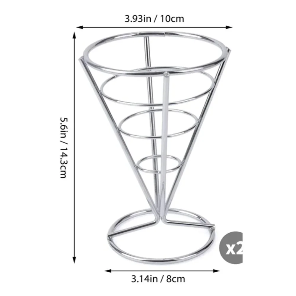 Winhon French Fry Cone Basket with Double Sauce Holder, Set of 2
